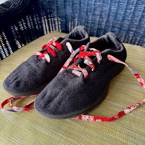 Allbirds Black Athletic Shoes with Red Laces